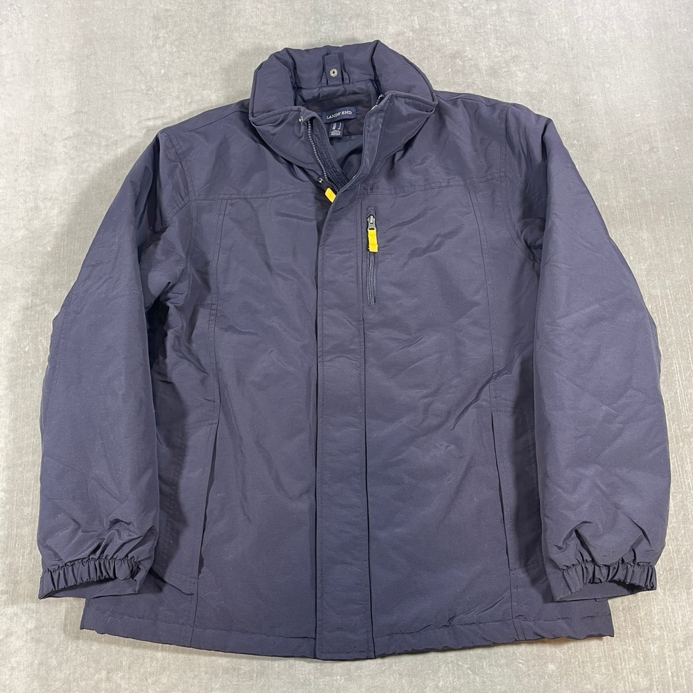 Lands End Mens Large Dark Gray Zip Up Full‎ Zip Insulated Jacket